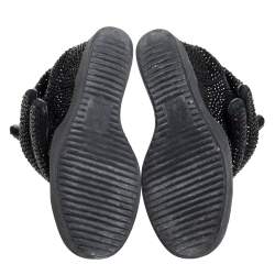 Pre Owned Giuseppe Zanotti Suede And Crystal Embellished High-Top Wedge Sneakers Size 39