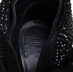 Pre Owned Giuseppe Zanotti Suede And Crystal Embellished High-Top Wedge Sneakers Size 39