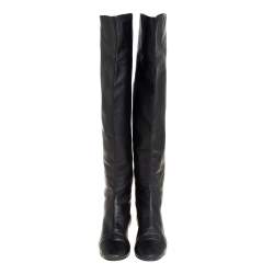 Pre Owned Giuseppe Zanotti Black Leather Knee Length Boots Size 39