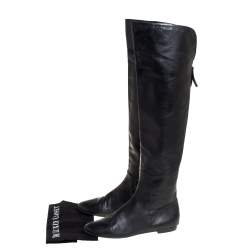 Pre Owned Giuseppe Zanotti Black Leather Knee Length Boots Size 39