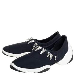 Pre Owned Giuseppe Zanotti Black Fabric Light Jump Lts Crystal Embellished Sneakers Size 38