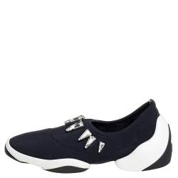 Pre Owned Giuseppe Zanotti Black Fabric Light Jump Lts Crystal Embellished Sneakers Size 38