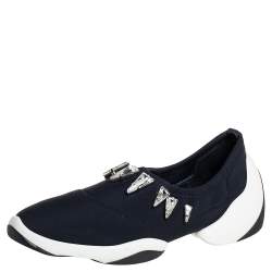 Pre Owned Giuseppe Zanotti Black Fabric Light Jump Lts Crystal Embellished Sneakers Size 38