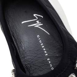Pre Owned Giuseppe Zanotti Black Fabric Light Jump Lts Crystal Embellished Sneakers Size 38