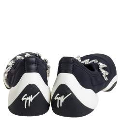 Pre Owned Giuseppe Zanotti Black Fabric Light Jump Lts Crystal Embellished Sneakers Size 38