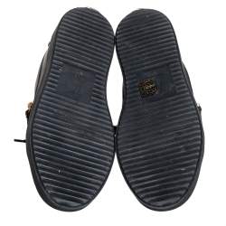 Pre Owned Giuseppe Zanotti Black Leather And Patent Leather Double Zipper Low Top Sneakers Size 36