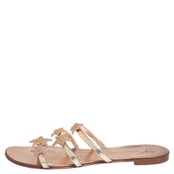 مملوكة مسبقًا Giuseppe Zanotti Metallic Bronze Leather Star Slide Sandals Size 40