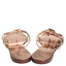 مملوكة مسبقًا Giuseppe Zanotti Metallic Bronze Leather Star Slide Sandals Size 40