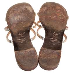 مملوكة مسبقًا Giuseppe Zanotti Metallic Bronze Leather Star Slide Sandals Size 40