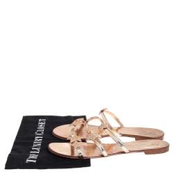 مملوكة مسبقًا Giuseppe Zanotti Metallic Bronze Leather Star Slide Sandals Size 40