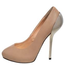 Giuseppe Zanotti Beige Leather Round Toe Pumps Size 36