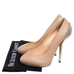 Giuseppe Zanotti Beige Leather Round Toe Pumps Size 36