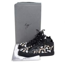Pre Owned Giuseppe Zanotti Black/White Leather And Canvas High Top Sneaker Size 39