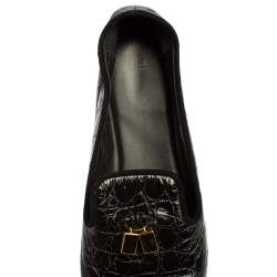 Pre Owned Giuseppe Zanotti Black Croc Embossed Leather Smoking Slippers Size 39