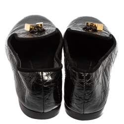 Pre Owned Giuseppe Zanotti Black Croc Embossed Leather Smoking Slippers Size 39