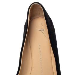 Pre Owned Giuseppe Zanotti Black Suede Embellished Ballet Flats Size 37.5