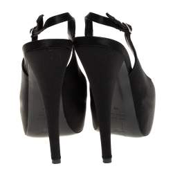 مملوكة مسبقًا صندل جوسيبي زانوتي نعل سميك مقدمة مفتوحة فتحة كعب ساتان أسود مقاس 36