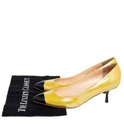 Giuseppe Zanotti Yellow/Black Patent Leather Cap Toe Pumps Size 38