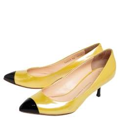 Giuseppe Zanotti Yellow/Black Patent Leather Cap Toe Pumps Size 38