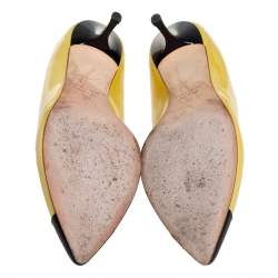Giuseppe Zanotti Yellow/Black Patent Leather Cap Toe Pumps Size 38