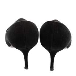 Pre Owned حذاء كعب عالى جوسيبى زانوتى مقدمة مدببة سويدى أسود مقاس 37.5 