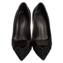 Pre Owned حذاء كعب عالى جوسيبى زانوتى مقدمة مدببة سويدى أسود مقاس 37.5 