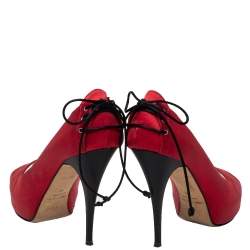 Giuseppe Zanotti Red Satin Peep Toe Platform Pumps Size 36