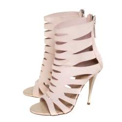 Giuseppe Zanotti Pink Leather Cut Out Booties Size 36