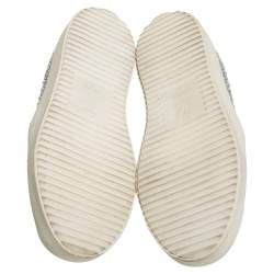 Pre Owned Giuseppe Zanotti Grey/Silver Crystal Embellished Suede And Leather May London Slip On Sneakers Size 38