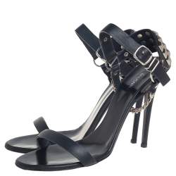 Pre Owned Giuseppe Zanotti x Balmain Black Leather Studded Accents Sandals Size 42