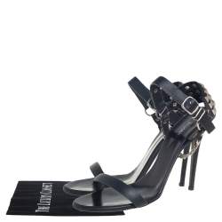 Pre Owned Giuseppe Zanotti x Balmain Black Leather Studded Accents Sandals Size 42