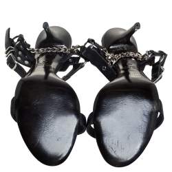 Pre Owned Giuseppe Zanotti x Balmain Black Leather Studded Accents Sandals Size 42