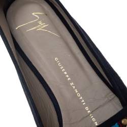 Pre Owned Giuseppe Zanotti Navy Blue Suede Embellished Flat Espadrilles Size 39 