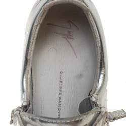 Giuseppe Zanotti Silver Leather Lace up Sneakers Size 40