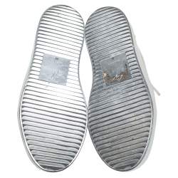 Giuseppe Zanotti Silver Leather Lace up Sneakers Size 40