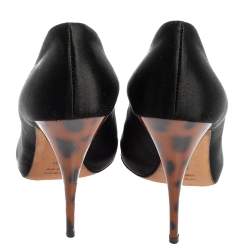 Giuseppe Zanotti Black Satin Bow Embellished Peep Toe Pumps Size 38.5
