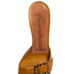 Giuseppe Zanotti Yellow  Leather Buckle Embellishment Sandals Size 36