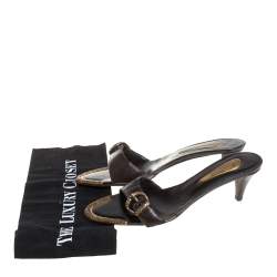 Giuseppe Zanotti Brown Leather Buckle Detail Open Toe Sandals Size 37