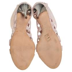 Pre Owned Giuseppe Zanotti Pink Leather Cut Out Booties Size 37.5