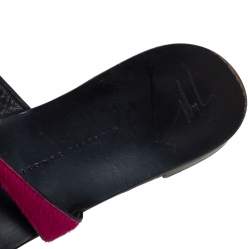 Pre Owned Giuseppe Zanotti Pink Calf Hair And Silver Crystal Embellished Toe Ring Flats Size 38