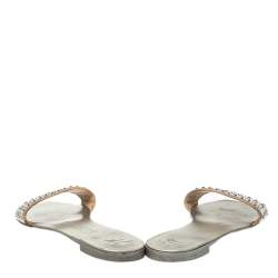 Pre Owned صندل سلايد جوسيبي زانوتي كريستال سويدي بيج مقاس 38.5