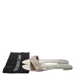 Pre Owned صندل سلايد جوسيبي زانوتي كريستال سويدي بيج مقاس 38.5