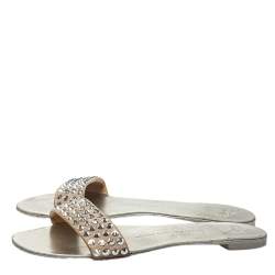 Pre Owned صندل سلايد جوسيبي زانوتي كريستال سويدي بيج مقاس 38.5