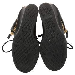 Pre Owned Giuseppe Zanotti Black Leather Studded High Top Wedge Sneakers 36.5