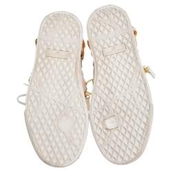 Pre Owned Giuseppe Zanotti White Leather High Top Chain Embellished Sneakers Size 37