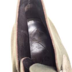 Pre Owned بوت غوسيبي زانوتي كانفاس أخضر برباط مقدمة مفتوحة برباط مقاس 38