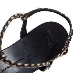 Giuseppe Zanotti Beige/Brown Python Embossed Leather  T Strip Sandals Size 38.5