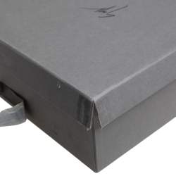 Pre Owned Giuseppe Zanotti Metallic Silver Leather Wings Double Zip Wedge Sneakers Size 40