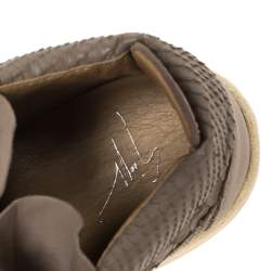 Pre Owned Giuseppe Zanotti Grey/Lilac Python Embossed Leather Double Zip High Top Sneakers Size 38