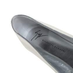 Pre Owned Giuseppe Zanotti Silver Leather Crystal Embellished Ballet Flats Size 40.5